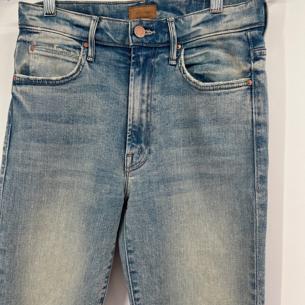 Mother Rascal Ankle Slit Jeans Women's 26 High Rise Skinny Blue Denim